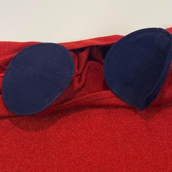 Red metallic thread sweater.  Vintage style with shoulder pads. 3X. christmas. - Picture 6 of 8